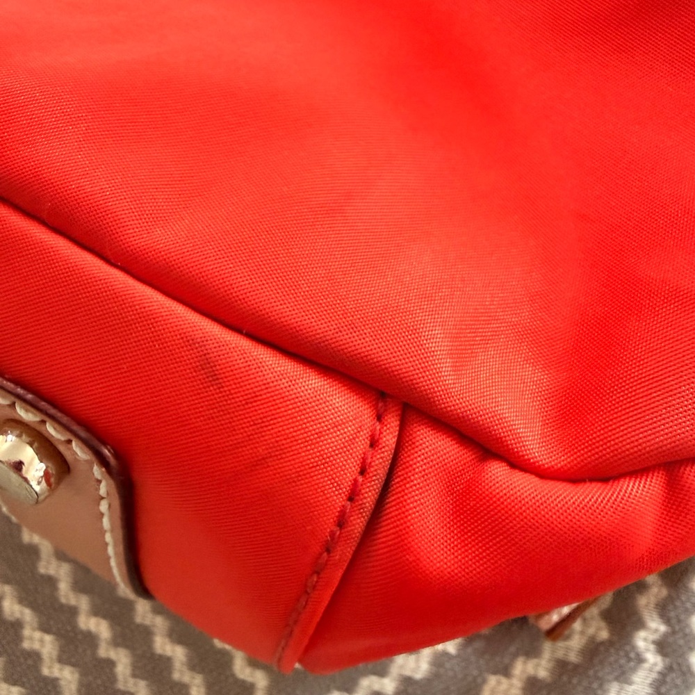 Kate Spade Nylon Orange Tote with Tan Leather Accents - Picture 14 of 15